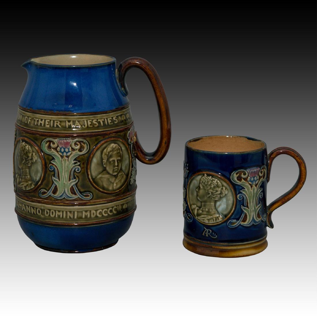 Doulton Lambeth Stoneware Pitcher & Mug 2pc (1 of 7)