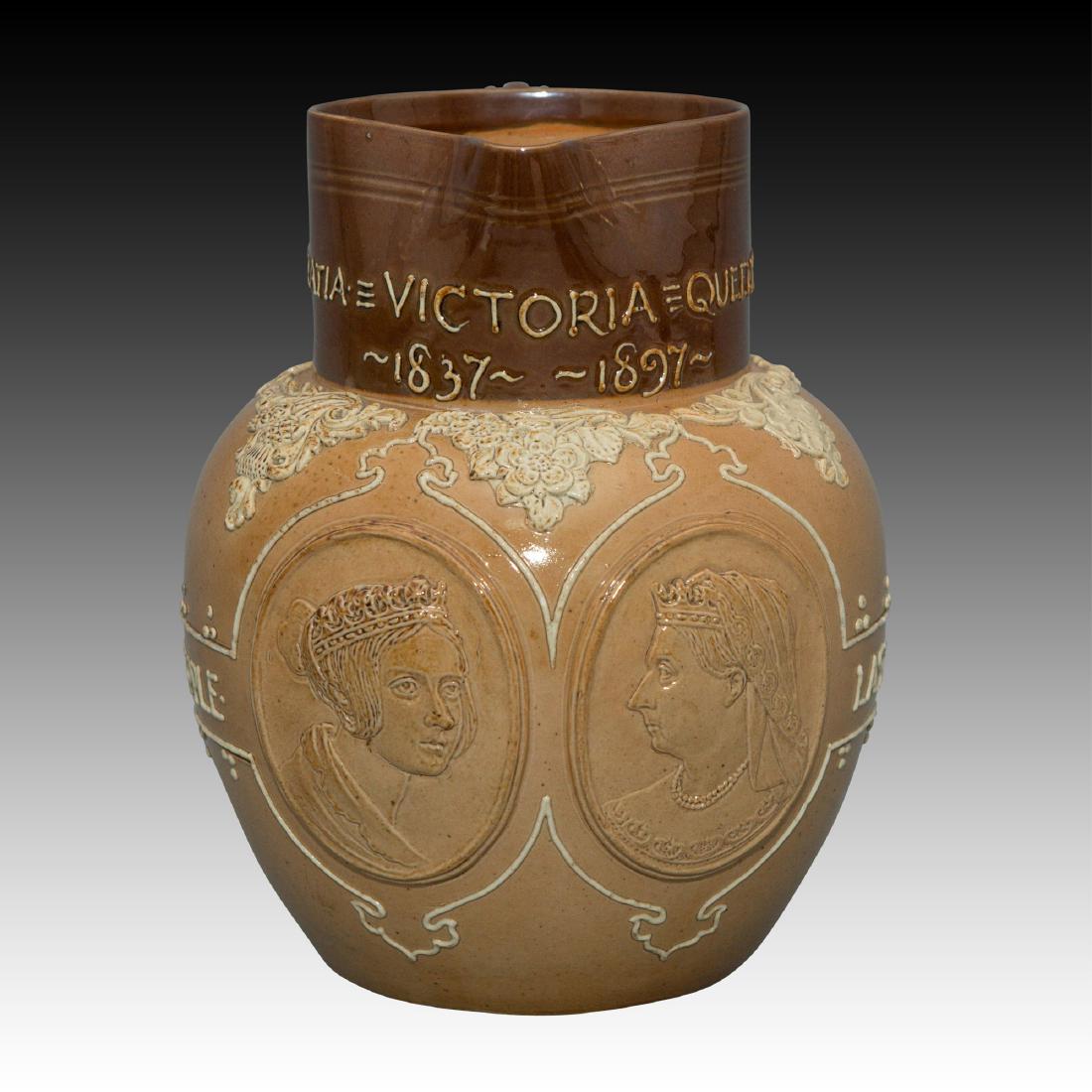 Doulton Lambeth Stoneware Queen Victoria Pitcher (1 of 5)