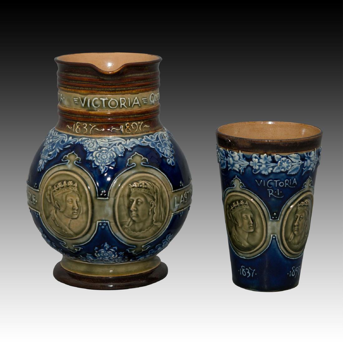 Doulton Lambeth Stoneware Pitcher And Beaker (1 of 7)