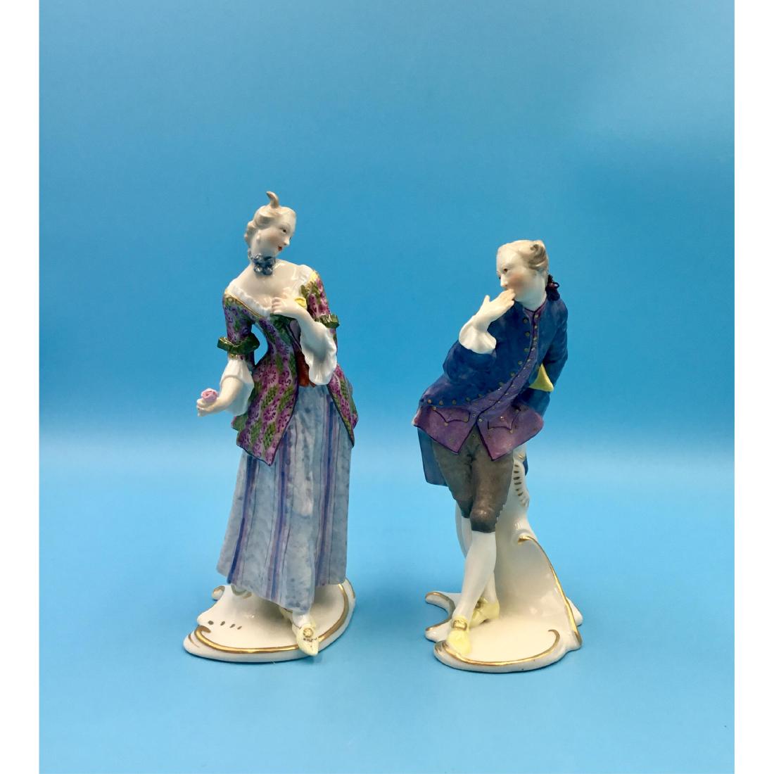 PAIR OF NYMPHENBURG GERMAN PORCELAIN FIGURINES (1 of 8)