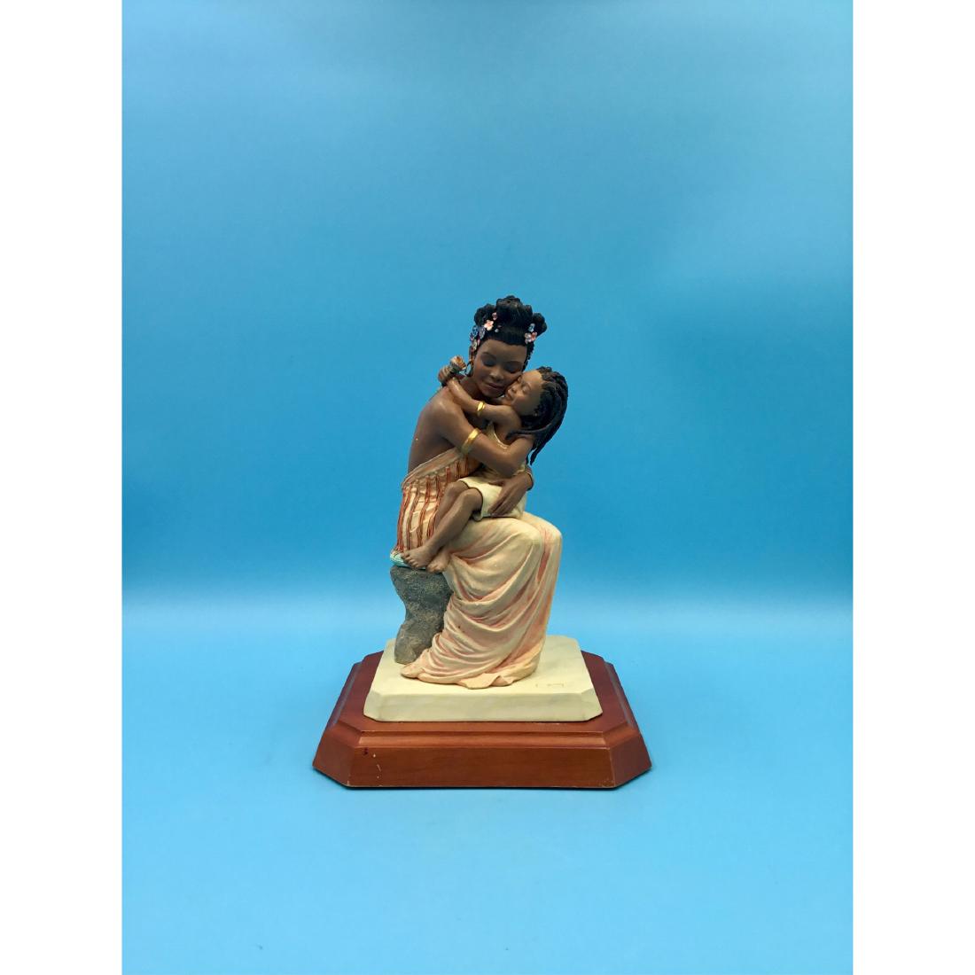 THOMAS BLACKSHEAR EBONY BEAUTY SCULPTURE: Thomas Blackshear Ebony Visions Series The Nurturer Sculpture from limited edition of 2000. ; Dimensions: 9"H x 6.5"L x 5.75"W;