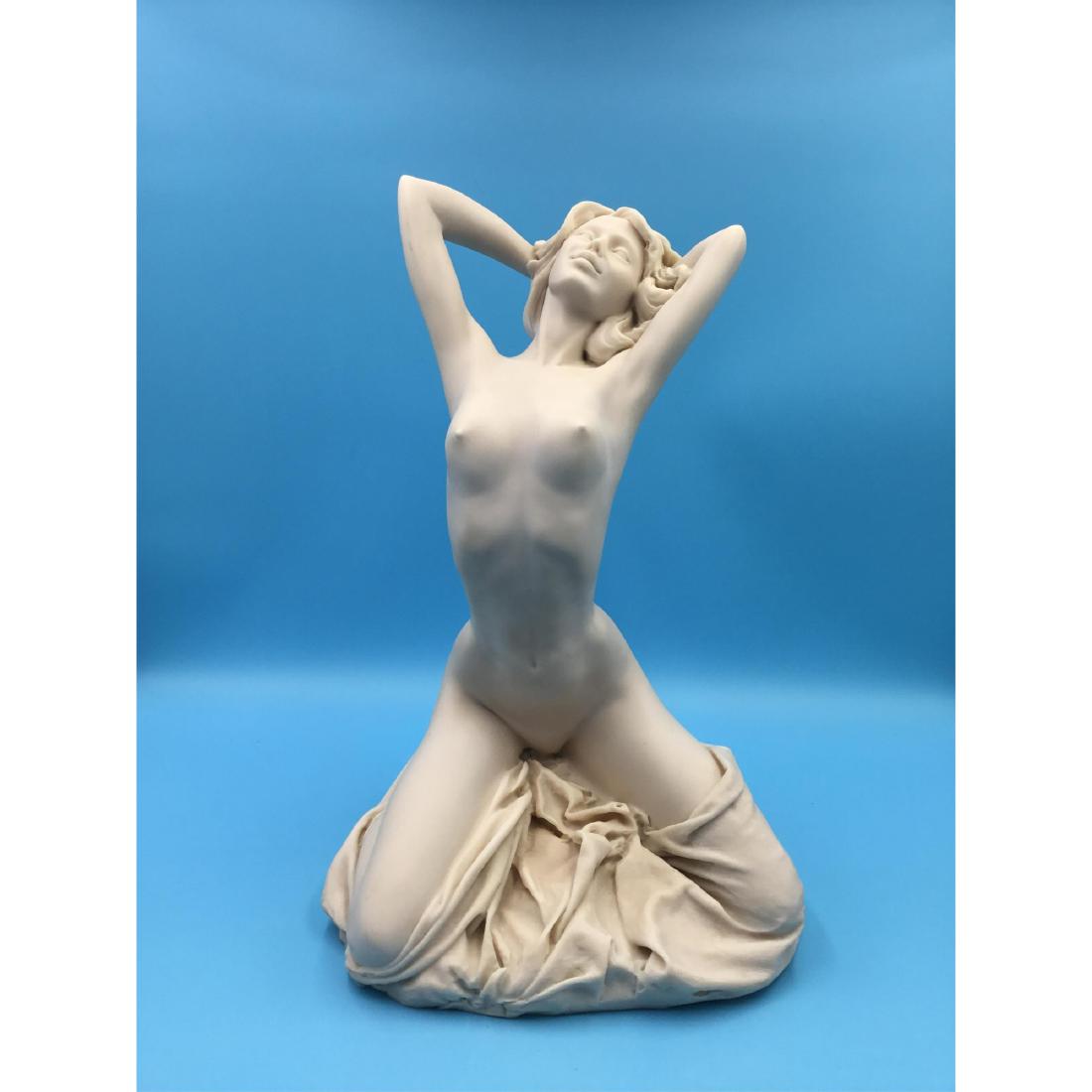 V. TESSARO ITALIAN RESIN SCULPTURE NUDE: Vittorio Tessaro Italy Nude Resin Sculpture. Circa 1986. ; Dimensions: 13"H x 9"L x 8"W;