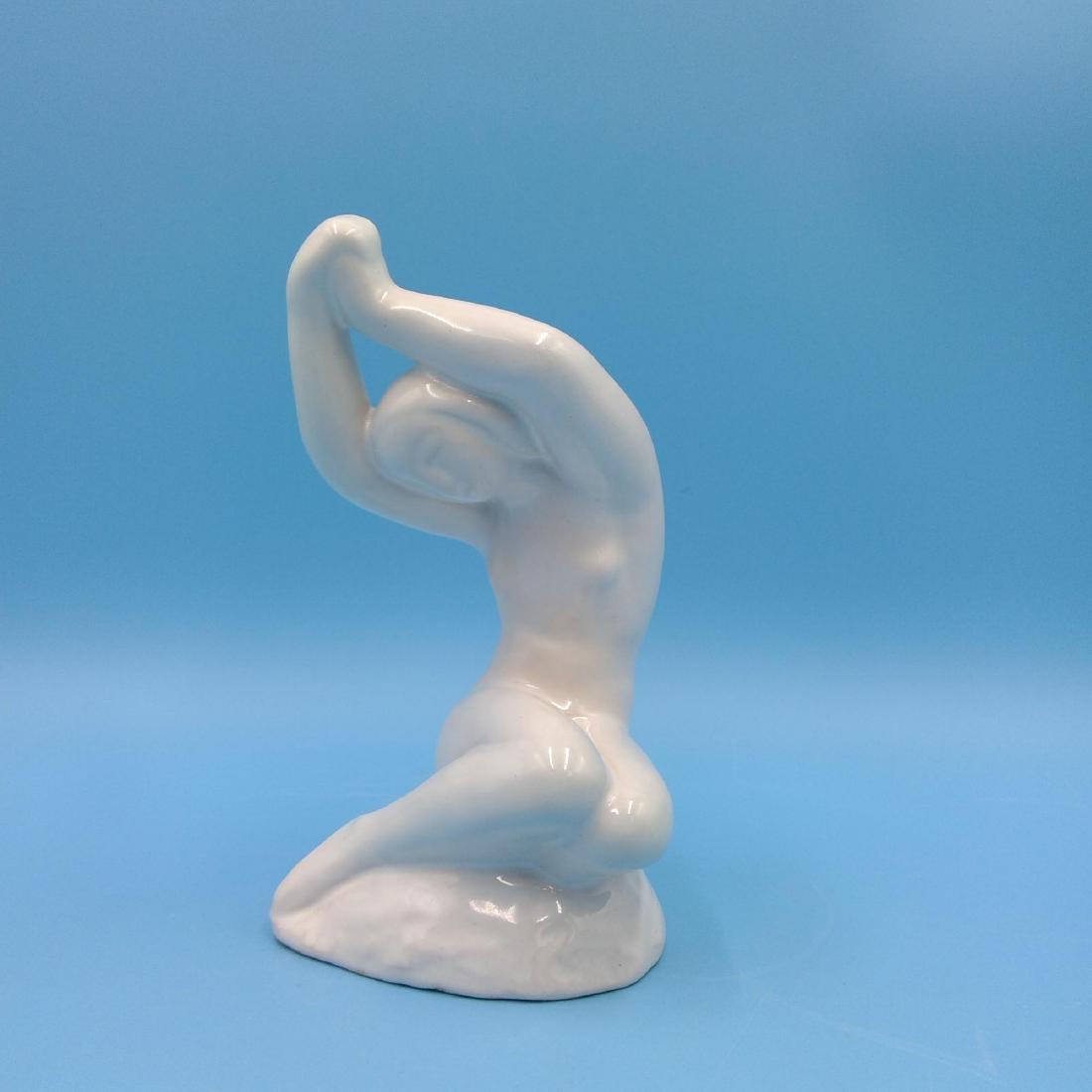 HJORTH DANISH NUDE FIGURINE LADY: Lauritz Adolph Hjorth (Danish, 1834-1912) Ceramic Figurine of a Nude Lady, Model number 573. Circa late 19th / early 20th century. ; Artist: Gertrud Kudielka; Country of Origin: Denmark; Dimensions: 6