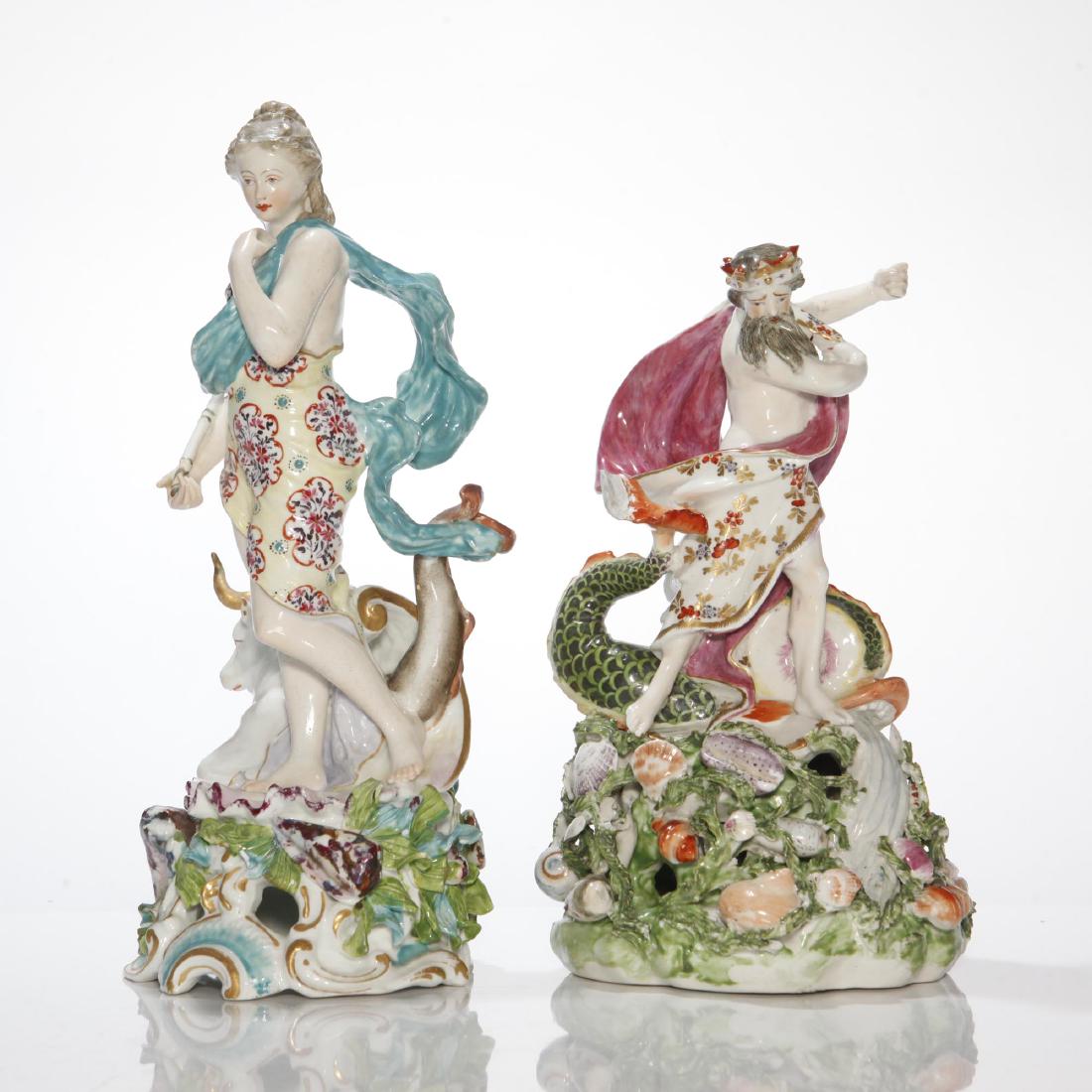 PAIR DERBY 18thC PORCELAIN GROUP NEPTUNE & EUROPA (1 of 7)