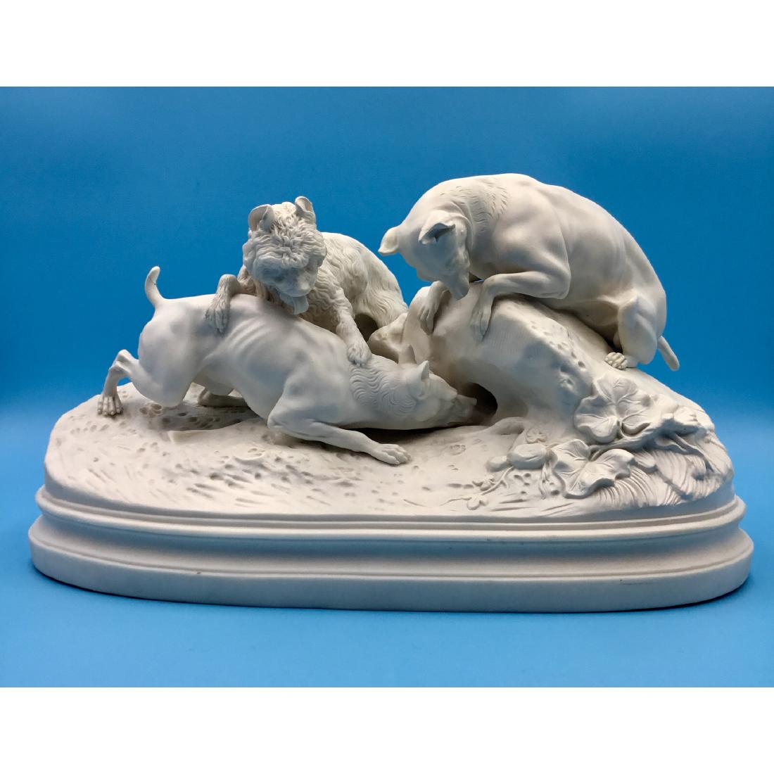 LARGE BISQUE PORCELAIN GROUP HUNTING DOGS (1 of 7)