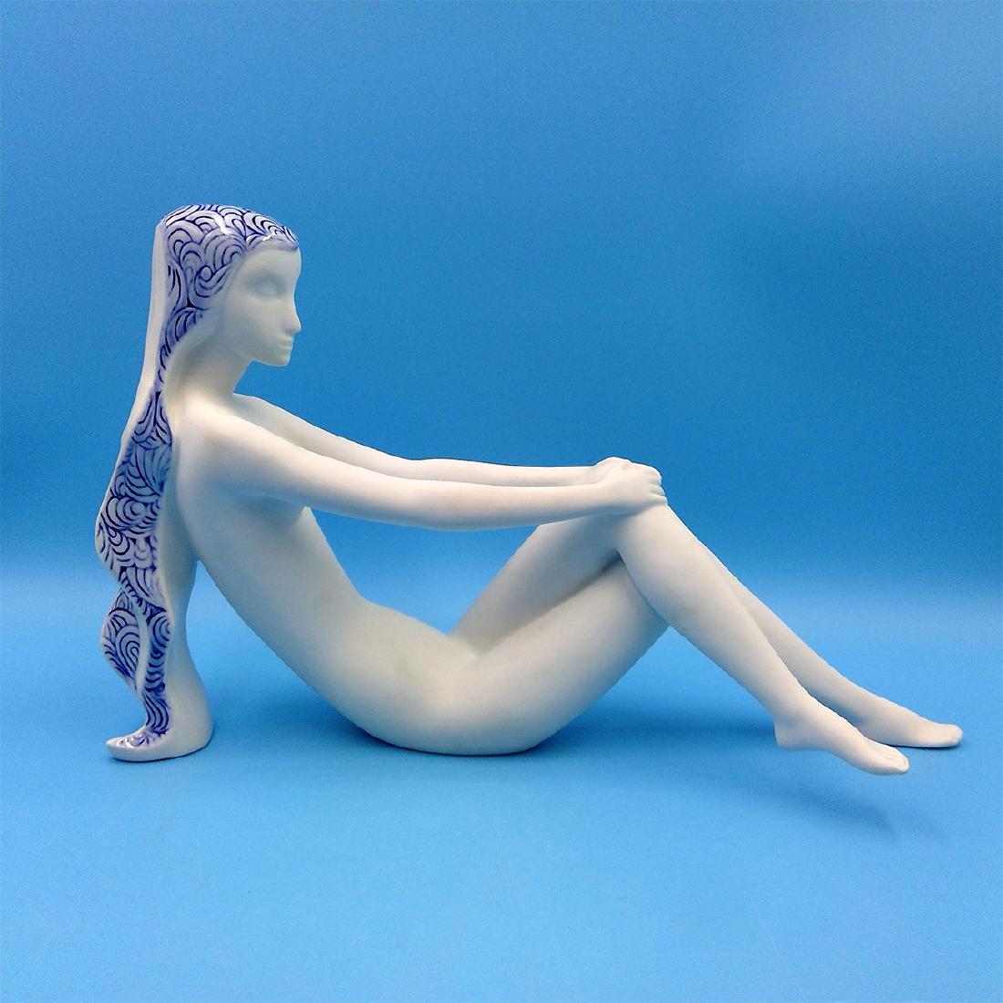 ROYAL DUX BOHEMIA ART DECO NUDE PORCELAIN FIGURINE: Royal Dux Bohemian Bisque Porcelain Nude Art Deco Figurine Anita designed by V. Daniel. Model number 21042.