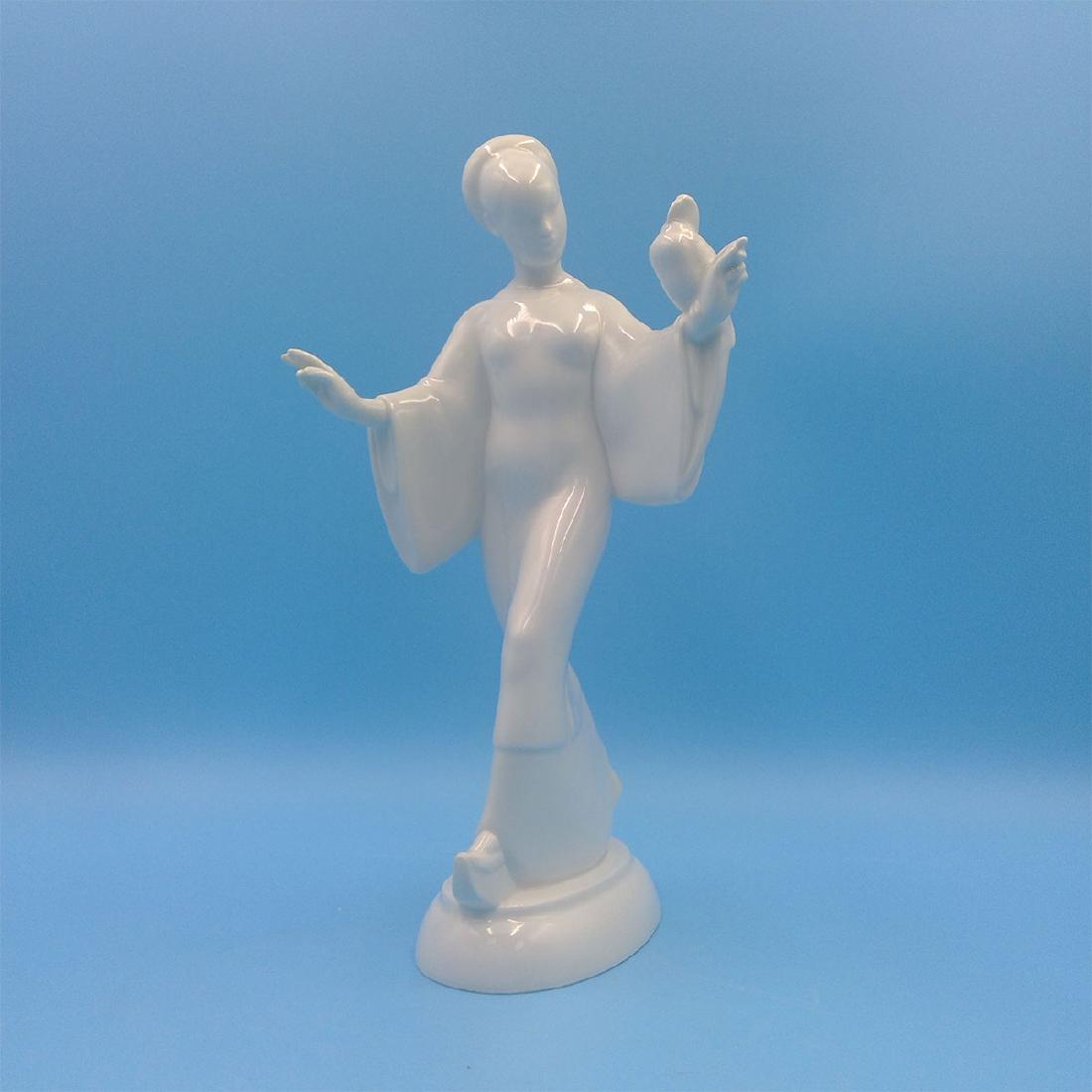 KPM PORCELAIN FIGURINE CHINESE WOMAN WITH PARROT: KPM Berlin Blank De Chine Porcelain Figurine of a Chinese Woman With Parrot.