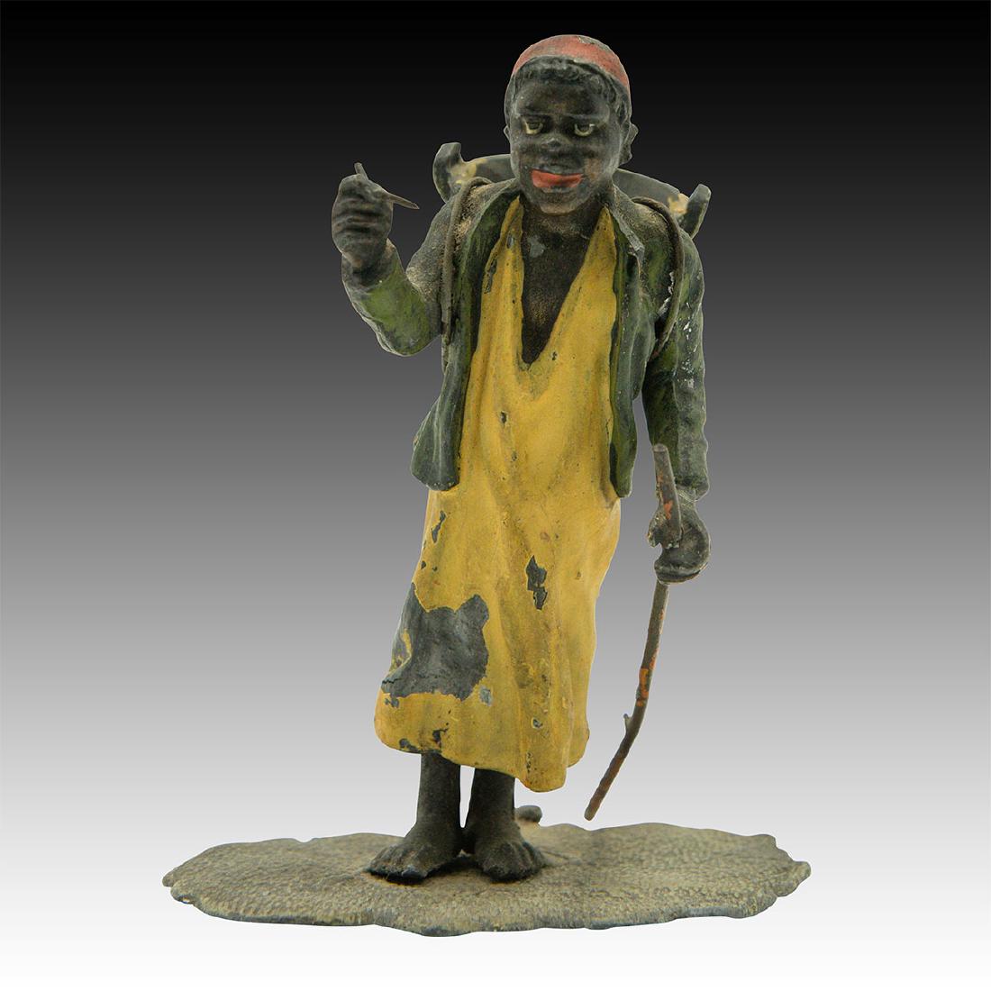 ATTR. FRANZ BERGMAN BRONZE BEDOUIN STATUE: Attr. to FRANZ XAVIER BERGMAN (Austrian, 1861-1936) bronze statue of a bedouin.