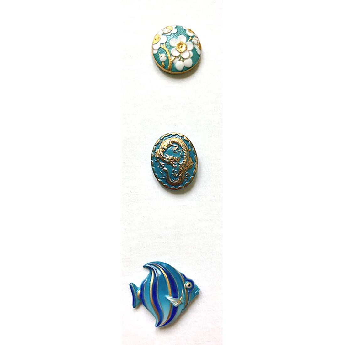 3 ARITA BUTTONS INCLUDING DRAGON AND FISH (1 of 4)