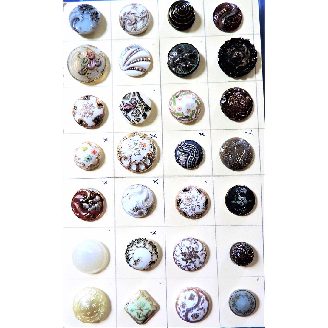 28 MOSTLY MEDIUM VICTORIAN GLASS BUTTONS (1 of 1)