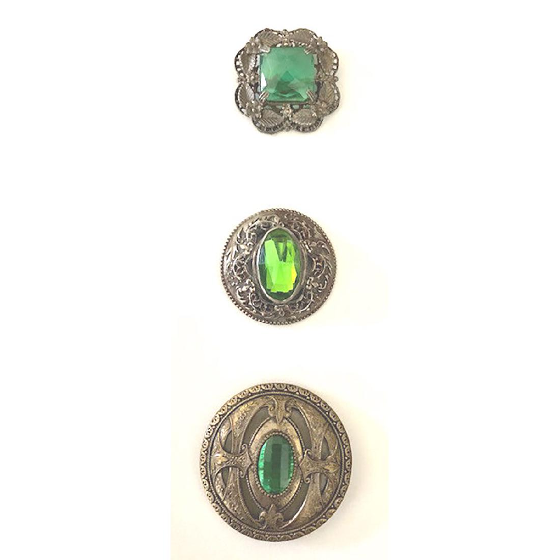 3 LARGE GREEN JEWELS INCLUDING GAY 90'S (1 of 4)