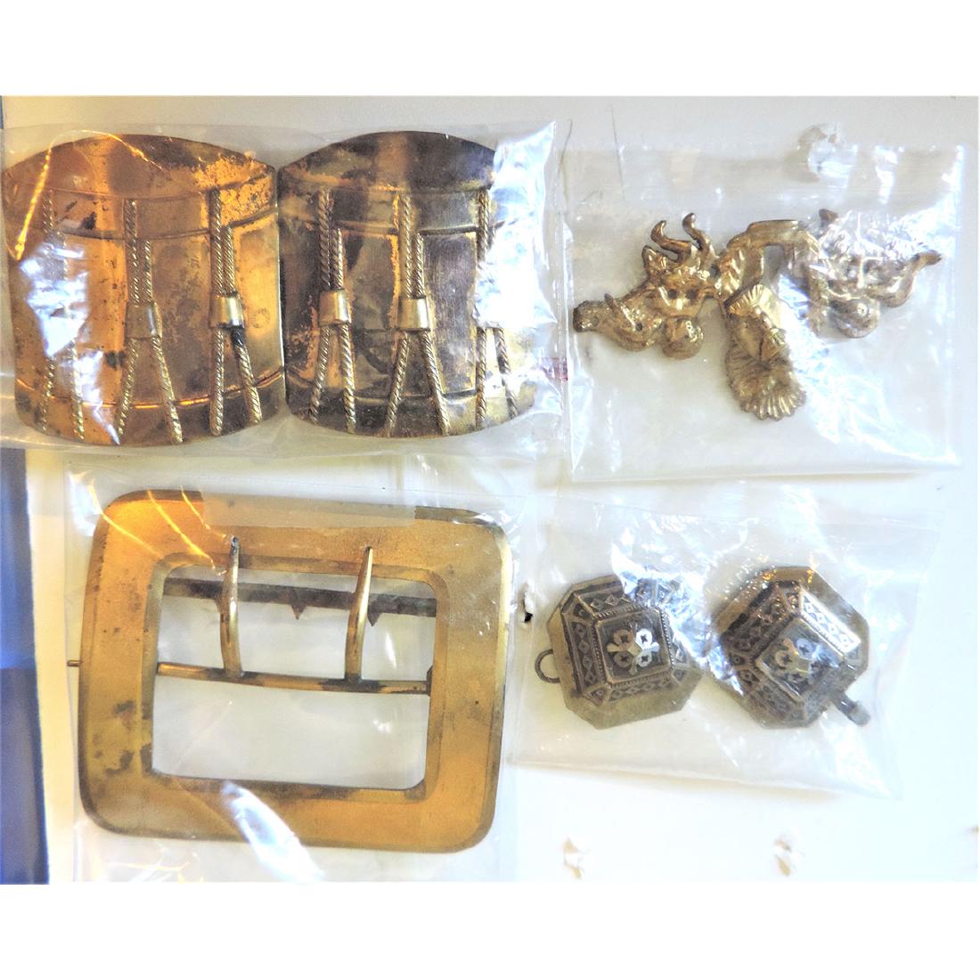 4 BRASS BUCKLES INCLUDING LARGE DRUM (1 of 1)