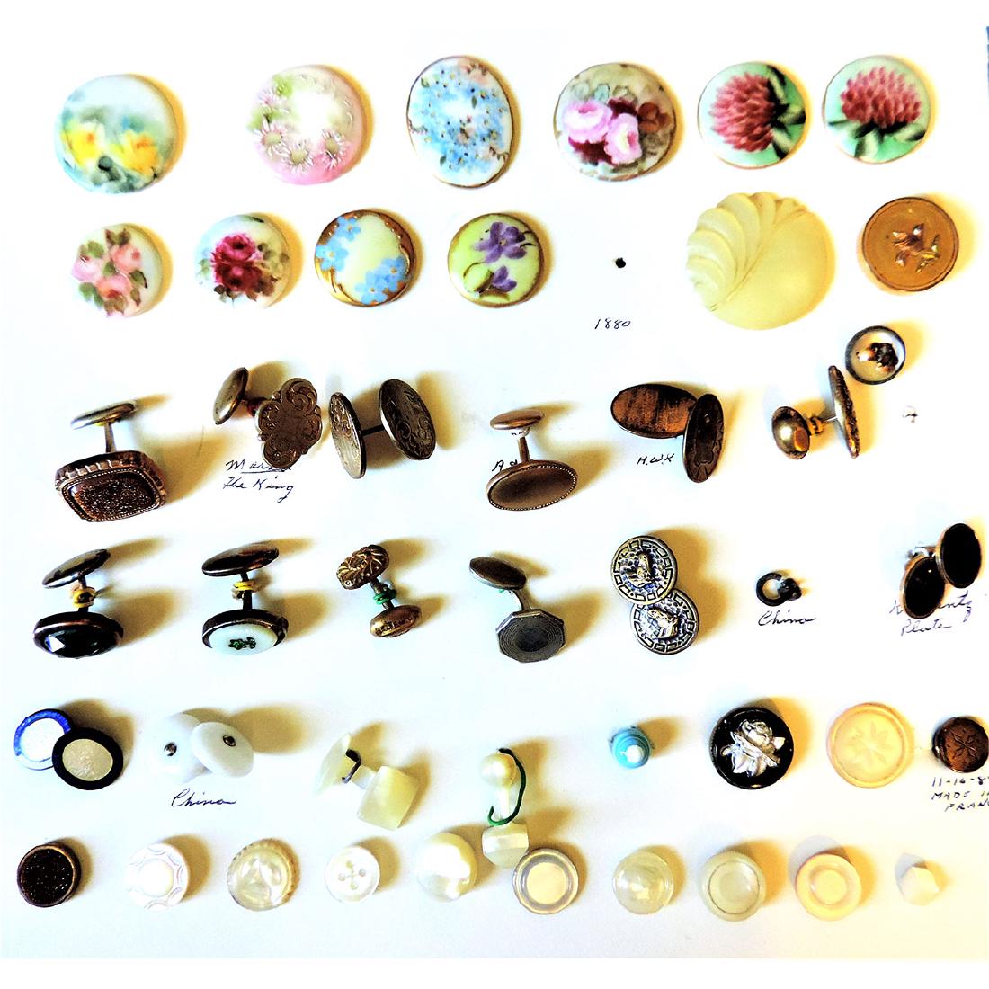 CARD OF 43 STUDS AND BUTTONS INCL. PORCELAIN (1 of 1)