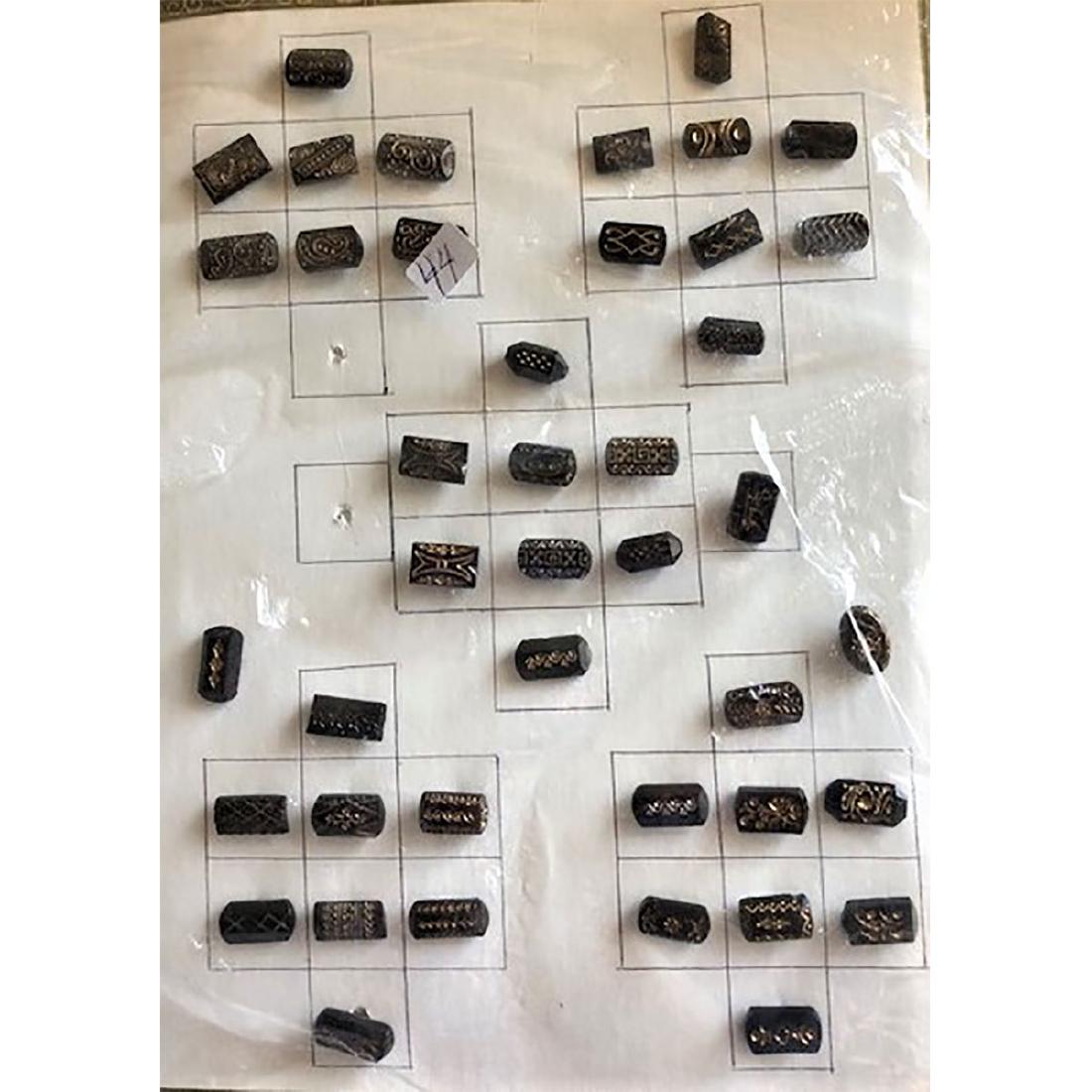 5 CARDS OF BLACK GLASS BUTTONS (1 of 5)