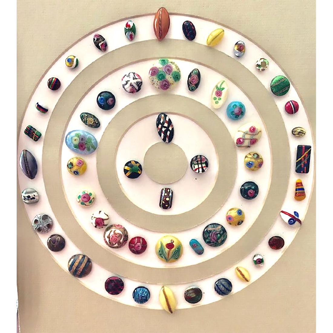 CARD OF 54 FOIL IMBEDDED GLASS BUTTONS (1 of 1)