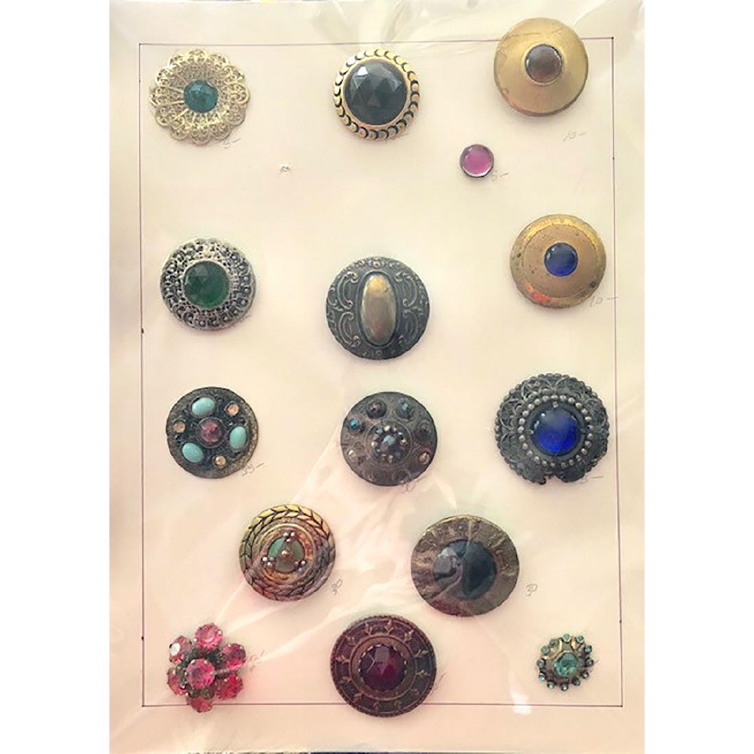 2 CARDS OF JEWELED BUTTONS INCL. GAY 90 (1 of 2)