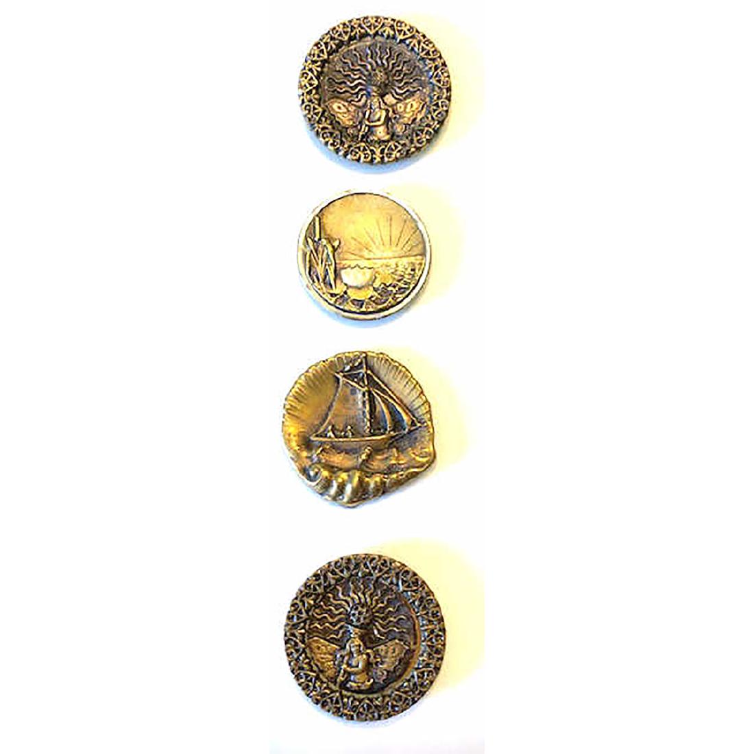 4 LARGE BRASS DIV 1 PICTURE BUTTONS (1 of 1)
