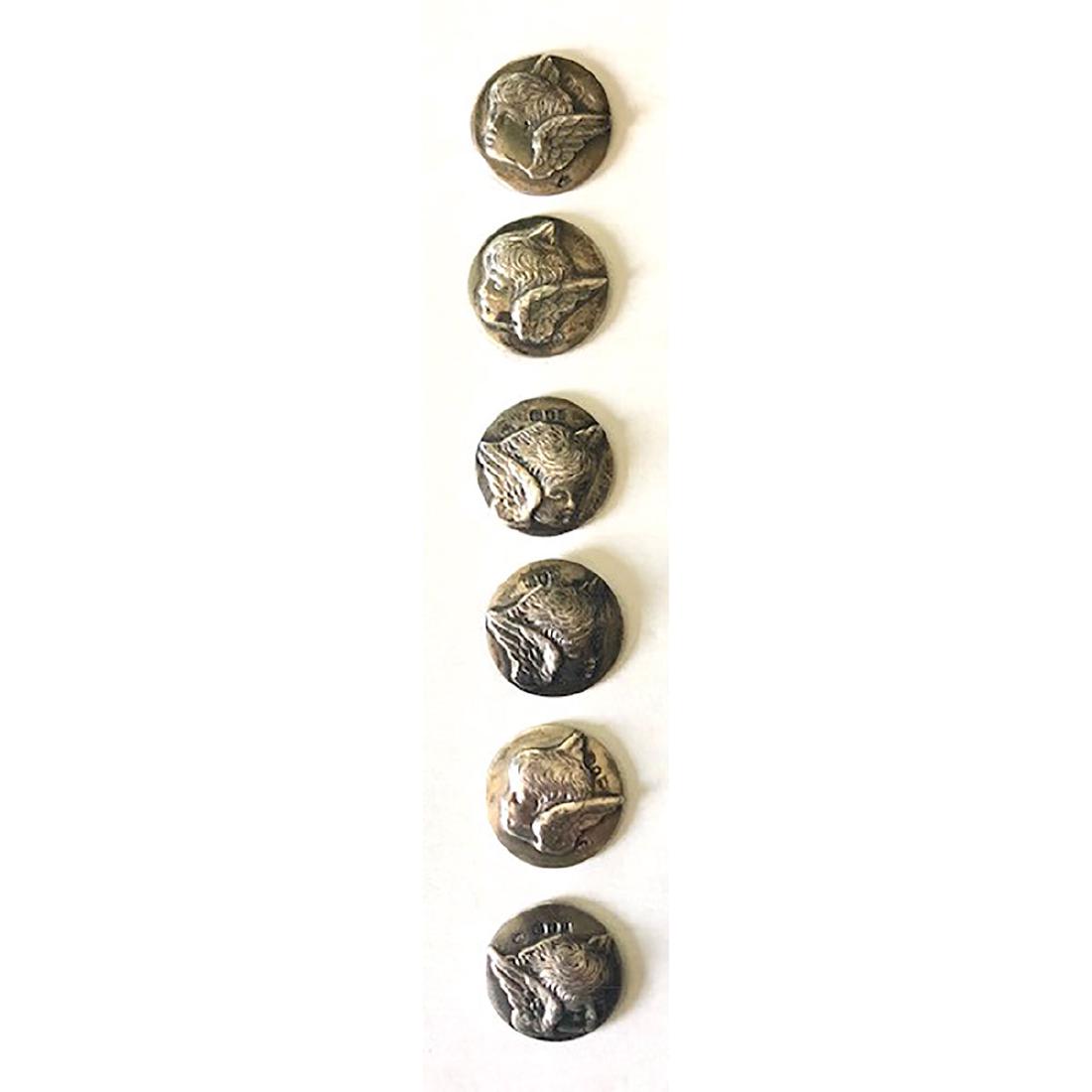 SET OF 6 MEDIUM HALLMARKED SILVER ANGEL HEADS: Set of 6 Medium Hallmarked Silver Angel Heads