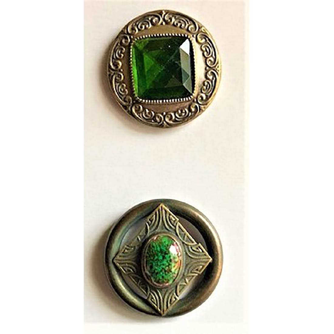 2 LARGE JEWEL BUTTONS INCLUDING GAY 90 (1 of 1)