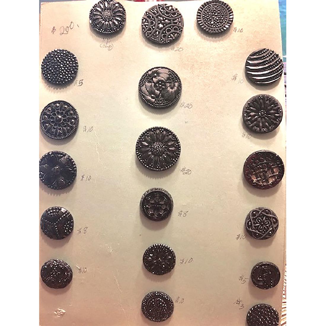 6 CARDS S/M/L BLACK GLASS BUTTONS INCL. LACY (1 of 6)