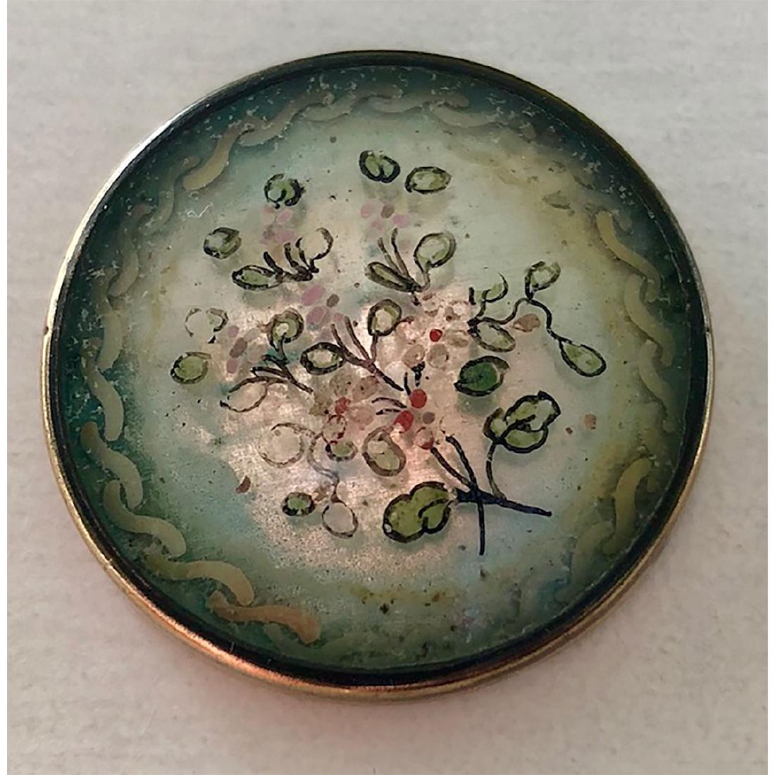 2 LARGE 18TH C. REVERSE PAINTED BUTTONS (1 of 2)