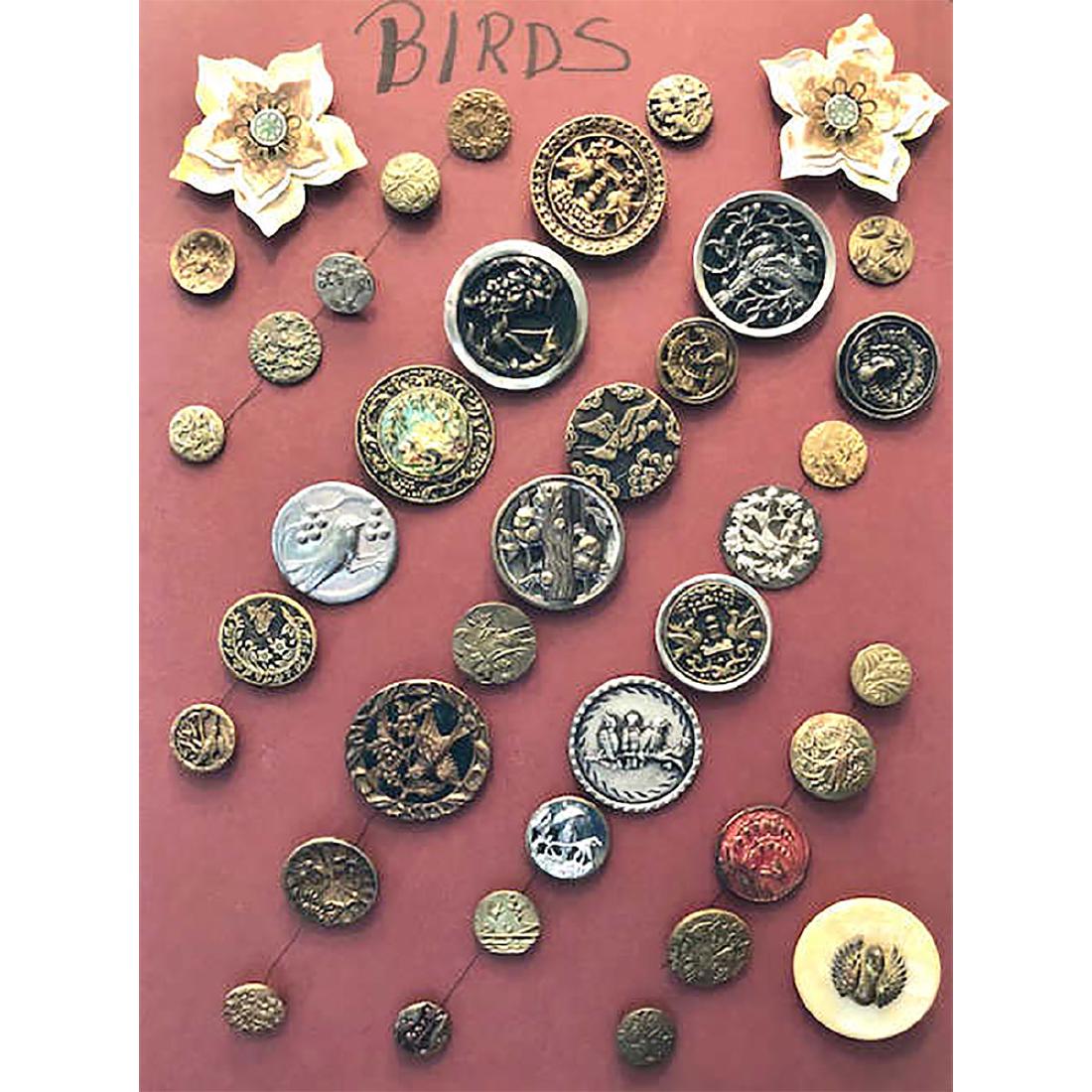 4 CARDS S/M/L BIRD BUTTONS IN ASSORTED MATERIALS (1 of 6)