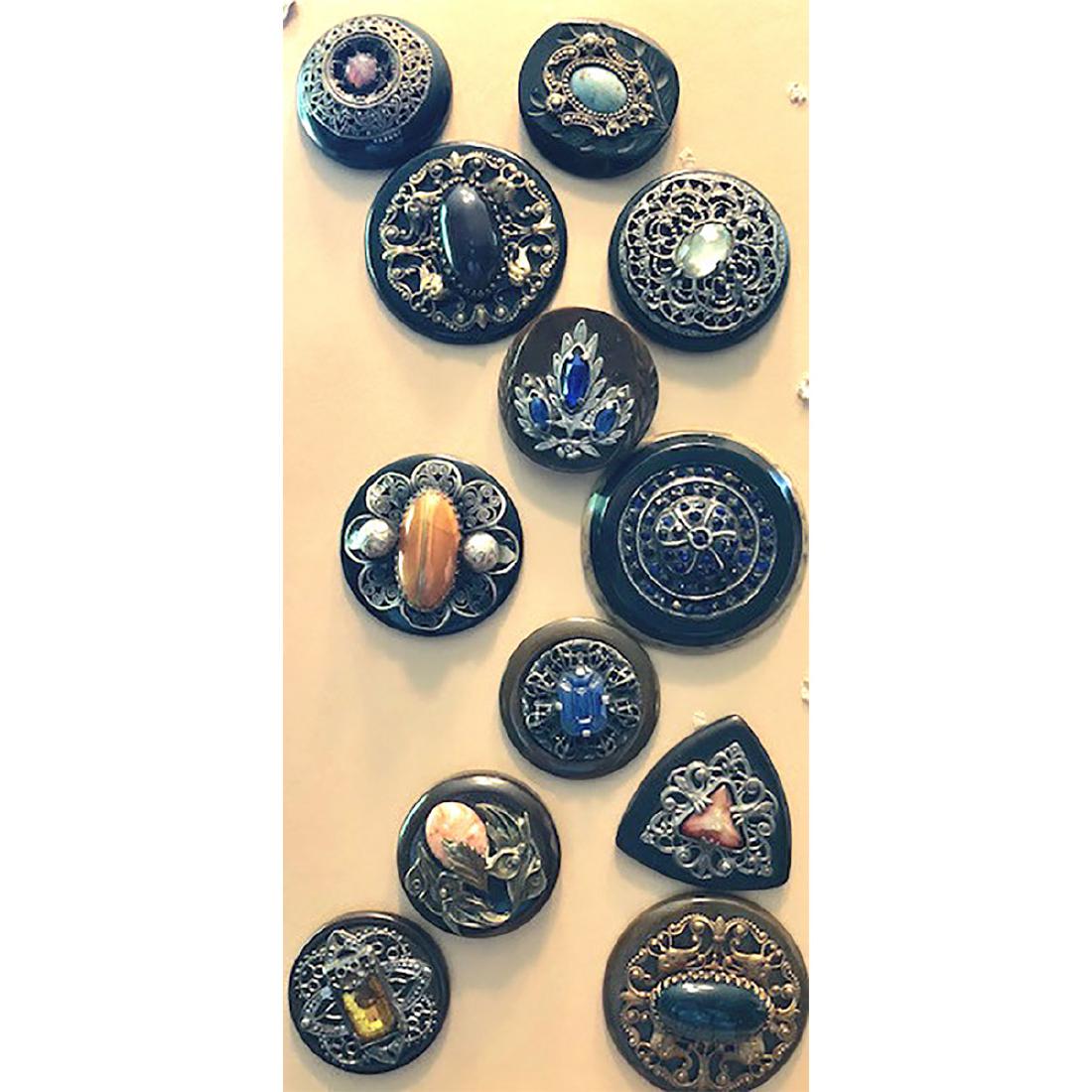 12 LARGE BAKELITE JEWEL COAT BUTTONS (1 of 2)