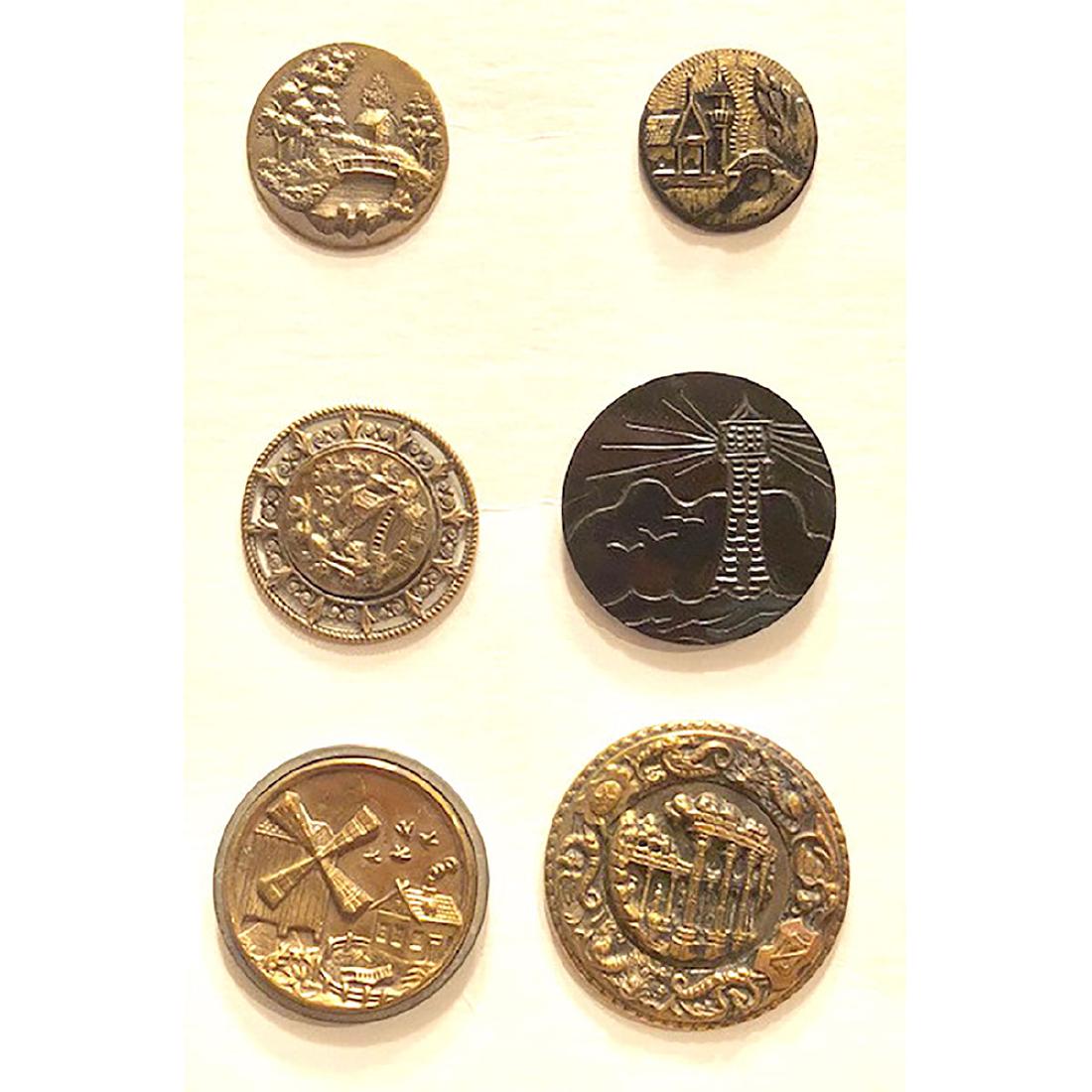 6 M/L PICTURE BUTTONS-ARCHITECTURAL SCENES (1 of 3)