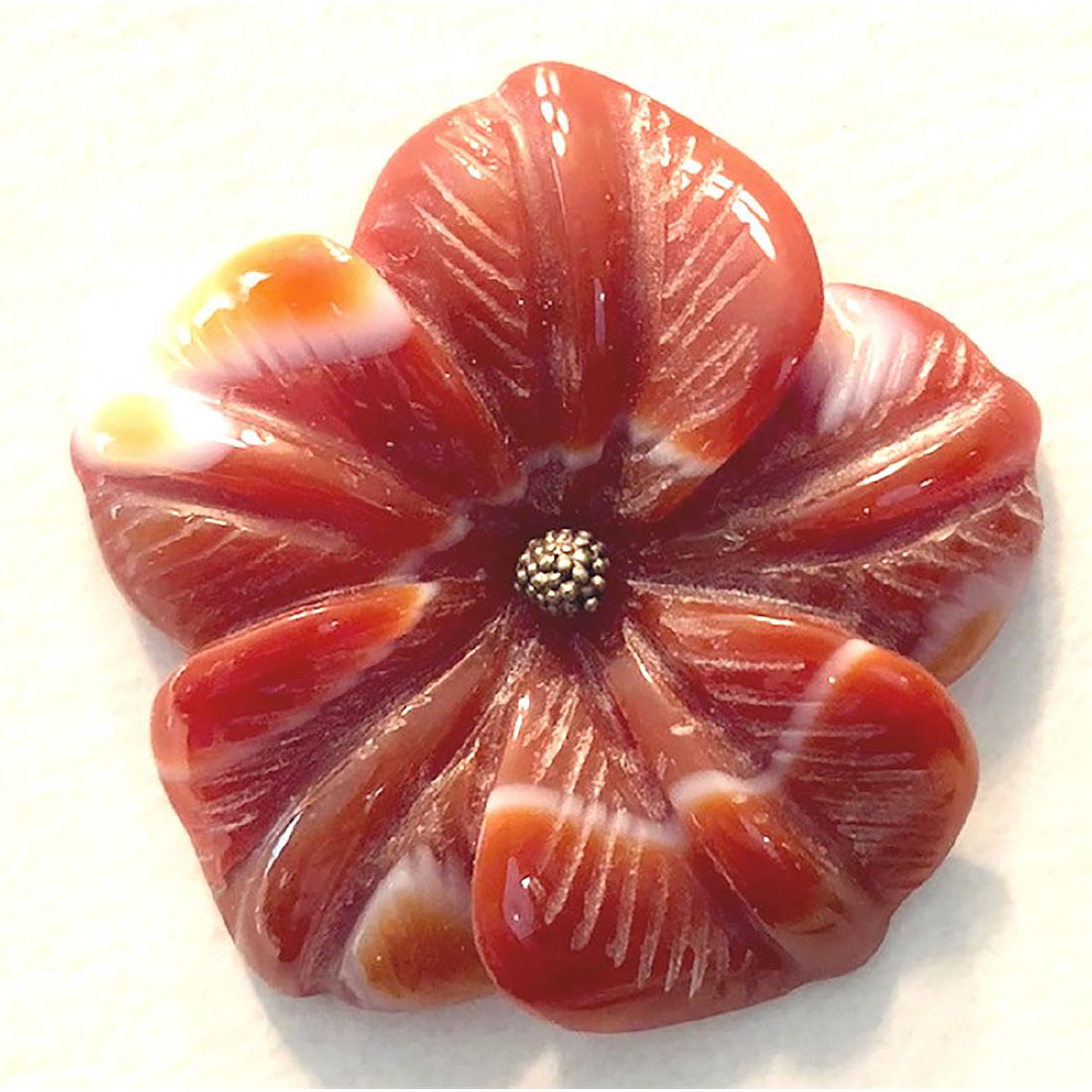 UNUSUAL REALISTIC CARNELIAN AGATE BUTTON FLOWER (1 of 1)