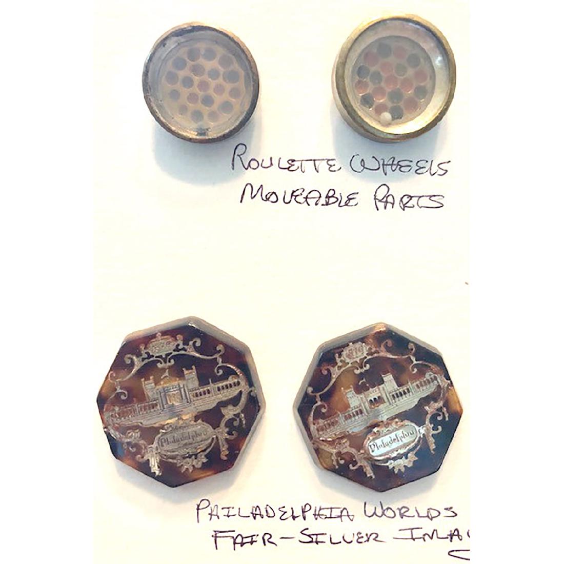 2 PAIR OF STUD/CUFFLINK BUTTONS INCL. ROULETTE WHEELS (1 of 2)