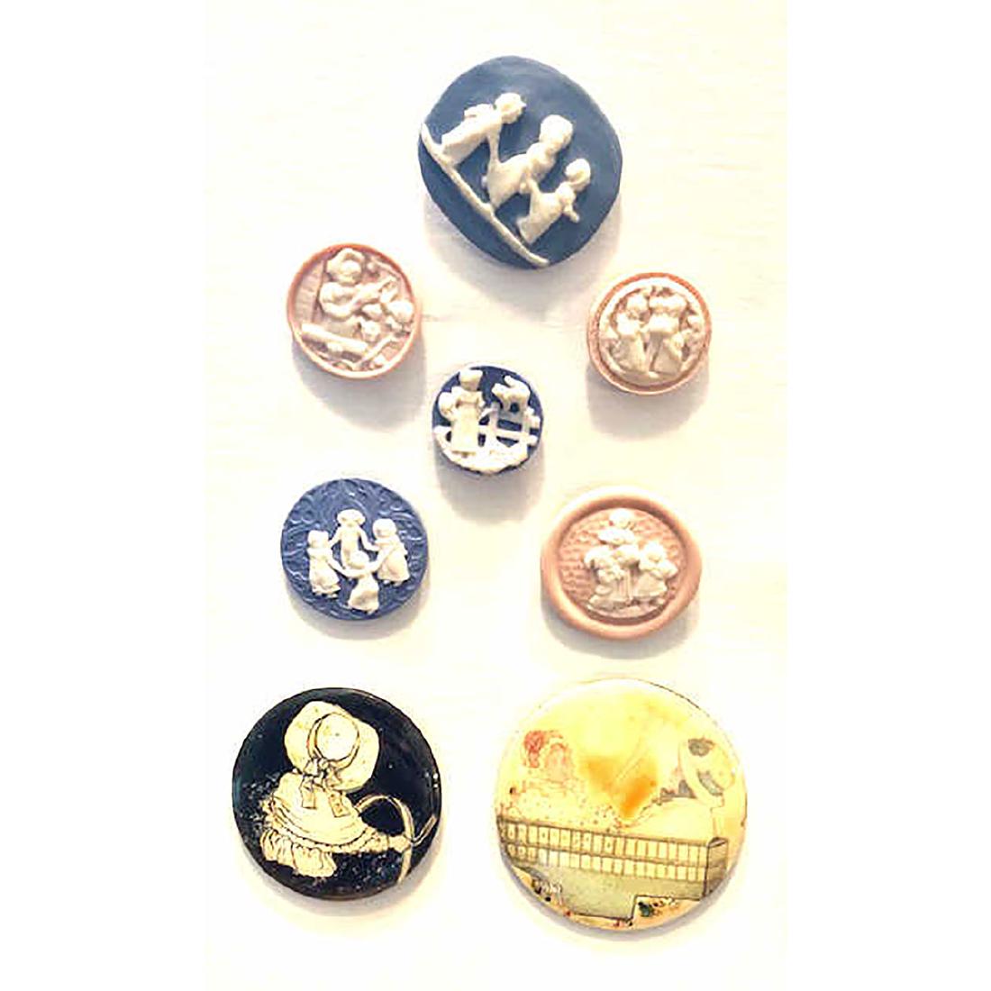 8 M/L STUDIO BUTTONS OF CHILDREN INCL K. GREENAWAY (1 of 3)