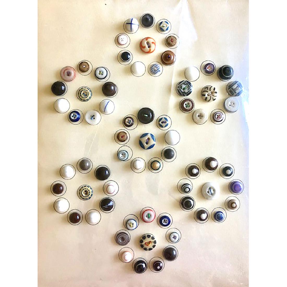 10 CARDS OF ASSORTED CHINA BUTTONS: 10 Cards of Assorted China Buttons Including Stencils, Ringers, Bulls Eyes and Lots More.