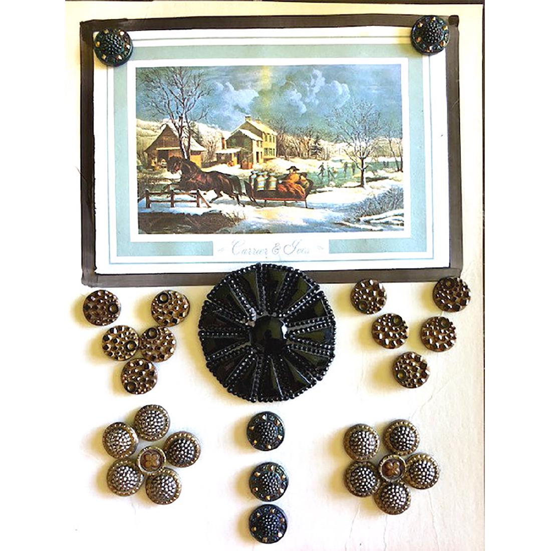 3 CARDS OF GLASS BUTTONS INCL. BLACK AND MOONGLOWS (1 of 4)