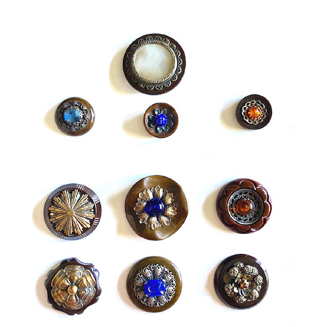 10 M/L BAKELITE COAT JEWELED BUTTONS (1 of 4)