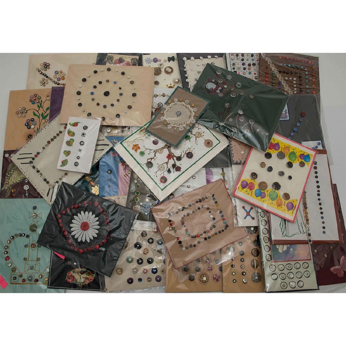 LARGE BOX LOT OF ASSORTED MATERIAL BUTTONS, MANY (1 of 1)