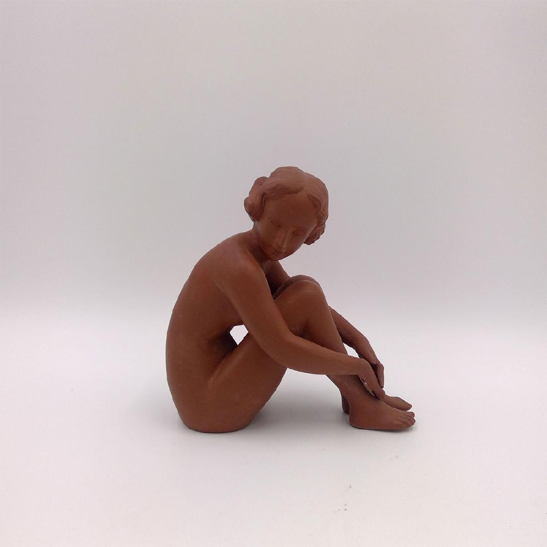 GOEBEL ART DECO NUDE CERAMIC FIGURINE: Goebel Earthware Ceramic Art Deco Figurine of a Seated Nude. Model number FN 26. Circa mid 20th century. Country of Origin: Germany; Dimensions: 5"H x 5"L x 3"W;