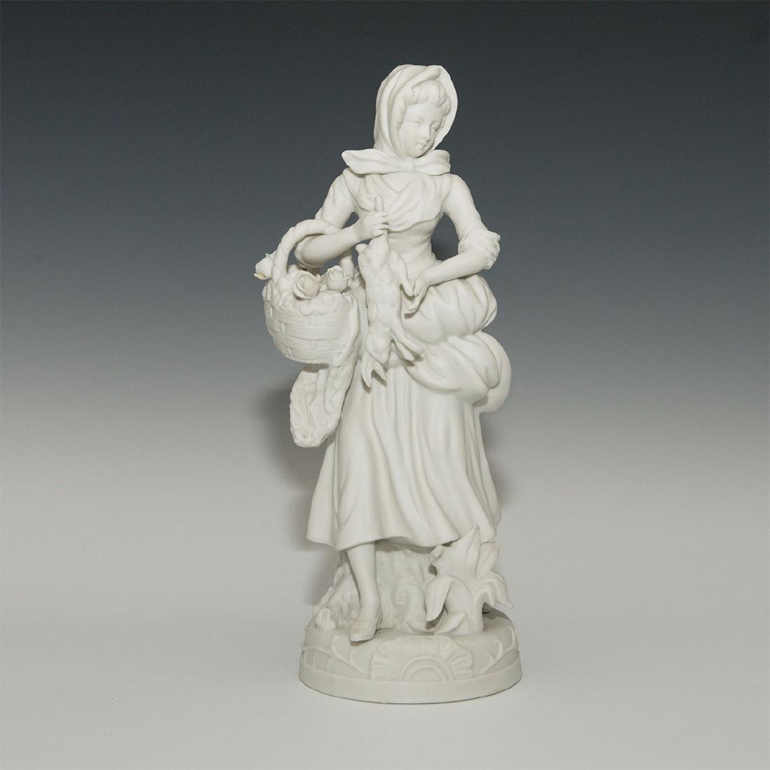 ANTIQUE BISQUE PORCELAIN FIGURINE LADY