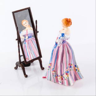 ROYAL DOULTON ADORNMENT HN 3015 FIGURINE: One of Royal Doulton's storied Gentle Arts collection, the manufactors series of crinoline ladies. A numbered limited edition figure in an edition of only 750. The Gentle Arts represents the six