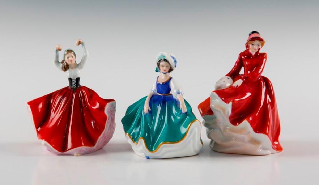 ROYAL DOULTON SET OF 3 FIGURES IN RED DRESS (1 of 3)
