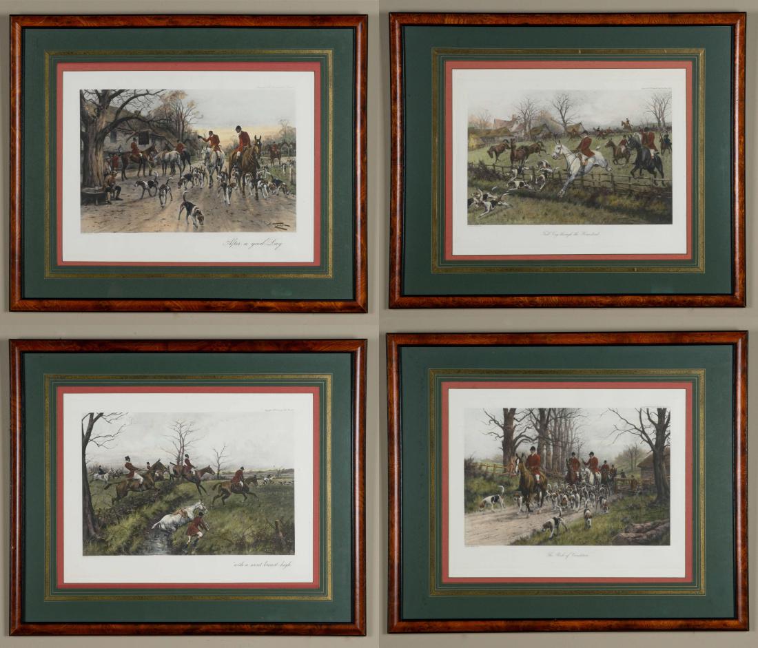 4 VICTORIAN HUNTING PRINTS BY GEORGE WRIGHT (1 of 5)