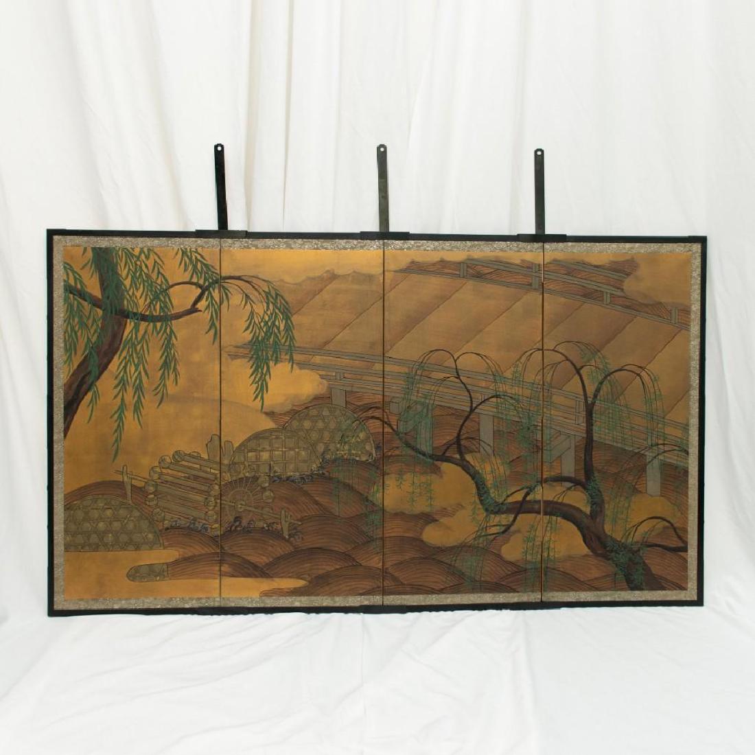 LARGE JAPANESE 4 PANEL PAINTING (1 of 12)