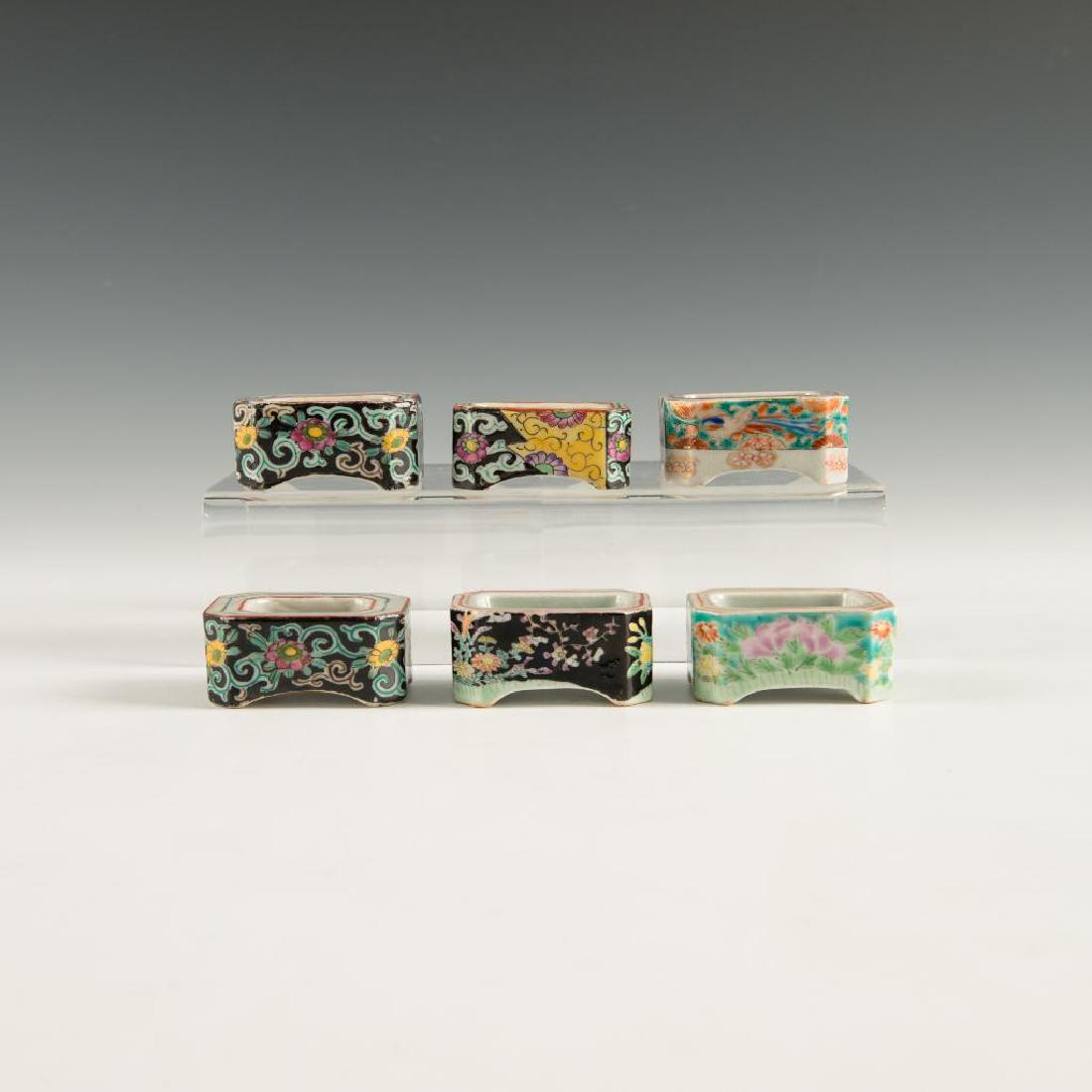 SET OF 6 ANTIQUE CHINESE OPEN SALT CELLARS DIP DISHES (1 of 6)