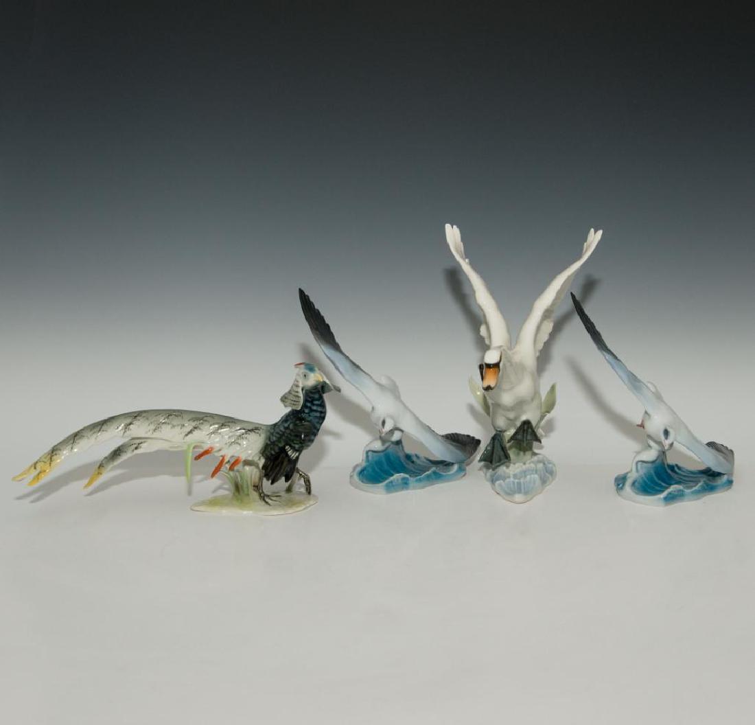 GROUP 4pc GERMAN PORCELAIN BIRD FIGURINES SEAGULL SWAN (1 of 9)