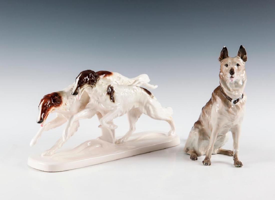 GROUP OF 2 VINTAGE GERMAN PORCELAIN FIGURINES OF DOGS (1 of 4)