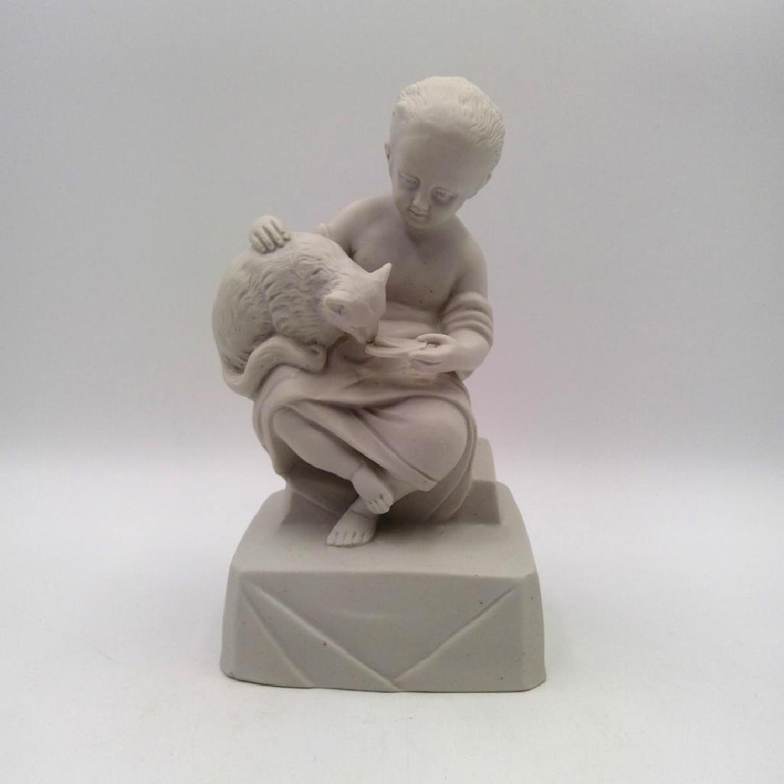 VINTAGE BISQUE PORCELAIN FIGURINE CHILD w CAT (1 of 6)