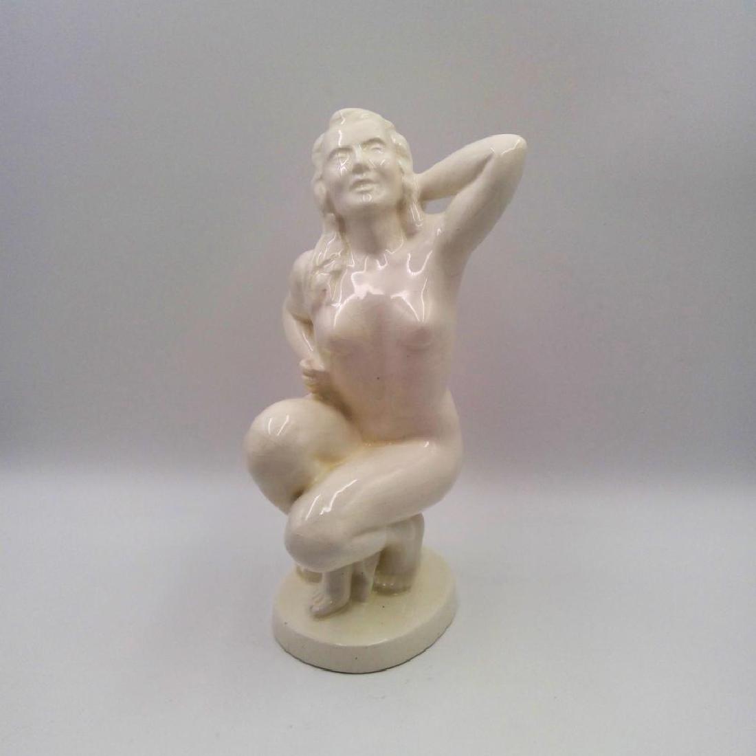 ANTIQUE PEXIDER LETOVICE PORCELAIN FIGURINE NUDE: Pexider Letovice (Lettowitz) Blanc de Chine Sculpture of a Seated Nude Woman. Model number 11. Dimensions: 10.5"H x 5"L x 5"W Issued: circa 1920s Country of Origin: Czech Republic