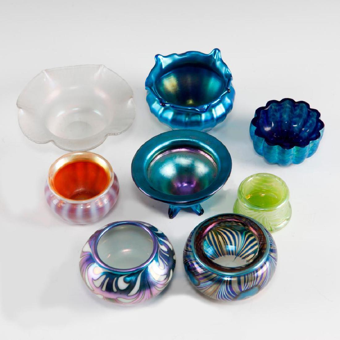 GROUP OF 8 AMERICAN STUDIO ART GLASS FAVRILE SALTS BOWL (1 of 6)