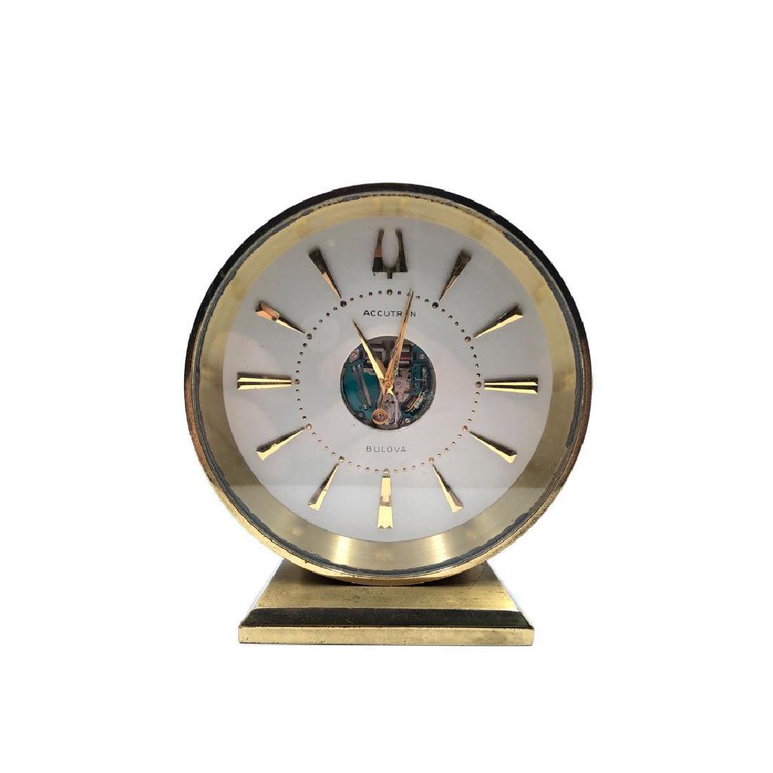 BULOVA ACCUTRON SPACEVIEW 214 DESK CLOCK BRASS (1 of 4)