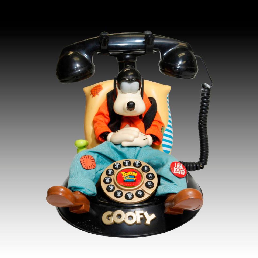 TELEMANIA DISNEY GOOFY ANIMATED TALKING SLEEPING PUSH: Popular Disney licensed product. Working models talk and move. Dimensions: 9"H Issued: c. 1975 Country of Origin: China