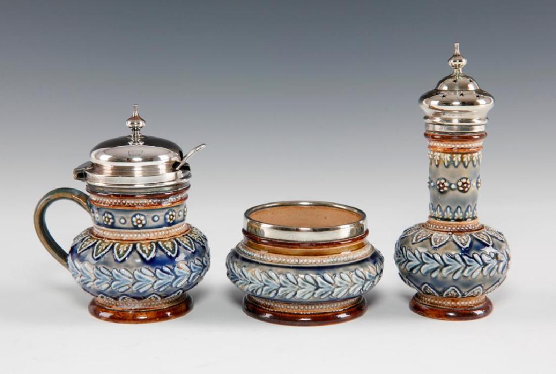 SET OF 3 DOULTON LAMBETH OPEN SALT PEPPER LIDDED JAR (1 of 4)